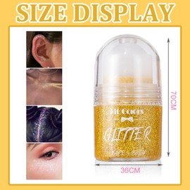 Roll-on Body Glitter Gel, Mermaid Sequins Glitter Face, Glitter Gel Roll On for Glitter, Face Paint Holographic for Body Face Hair, Glitter Hair, 25 ml (08 Gold)
