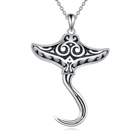 AINFQY Octopus / Stingray / Sea Turtle / Wave Necklace Pendant for Women 925 Sterling Silver Turquoise Necklace Moonstone Ocean Jewellery Gift, Sterling Silver