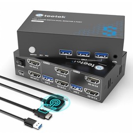 KVM Switch for 2 Computers, Dual Monitor Support