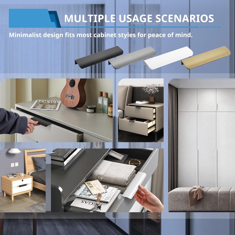 BangBoom 5 Pack 4.7" Length Flat Edge Finger Pulls for