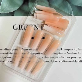 YoYoee Press on Nails Square Long False Nails Gradient Fake Nails Acrylics Full Cover Tips for Women and Girls 24PCS