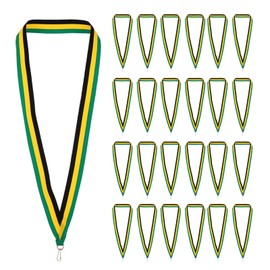 PATIKIL Award Neck Ribbons with Snap Clips, 66 Pack Polyester Medal Lanyards Blank Award Ribbon for Competitions Achievement Sports Party, Black/Yellow/Green