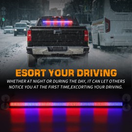 XRIDONSEN 35 inch Traffic Advisor Police Light Bar 144 LED Red Blue Police Lights Emergency Strobe Warning Flashing Safety Interior Windshield w/Directional Arrow for Law Enforcement Vehicles Trucks