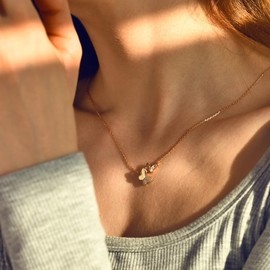 JINEAR Gold Bow Necklace for Women, Dainty 14K Gold CZ Necklace Bow Pendant Chain Necklace for women Simple Cute Choker Necklaces Mother's Day Jewelry Gift