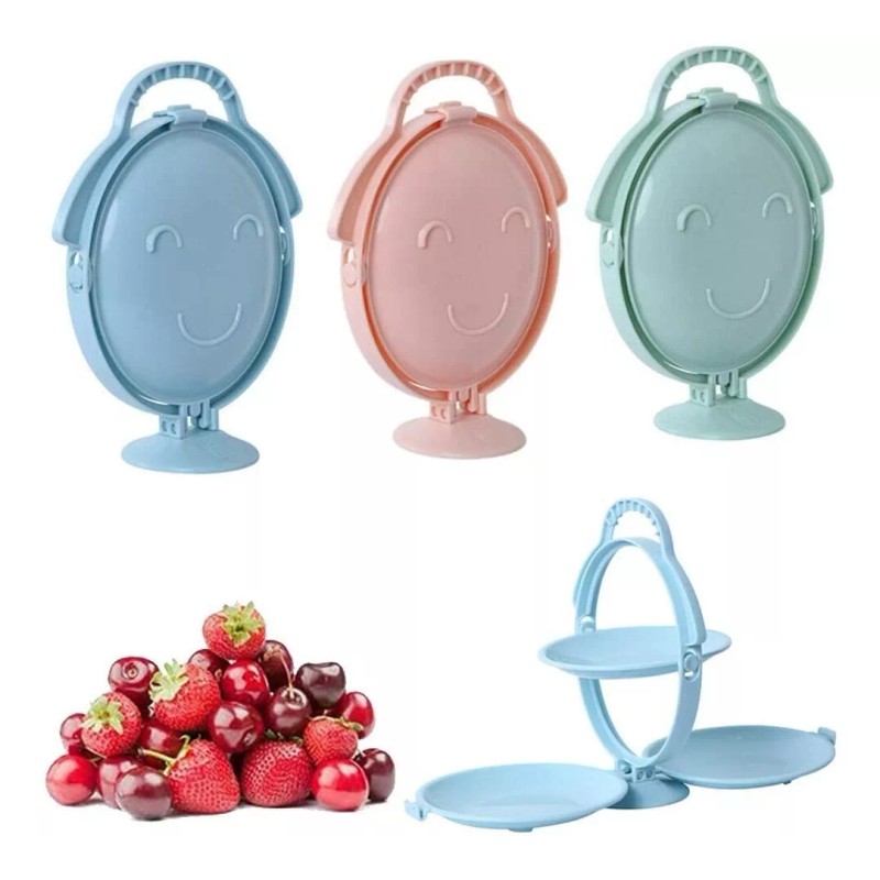 CL Plegable Plato De Fruta O Bocadillos De Doble Capa