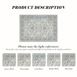 Domitapis Area Rug 6×9, Large Vintage Boho Rug,Ultra-Soft Low Pile, Washable, Non Slip,Stain Resistant, Printed Carpet for Living Room Bedrooms Playroom Office Kitchen,Beige/Ivory