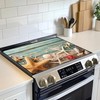 Beach Seashell Starfish Electric Stove Top Cover Protector,Blue Wooden Glass