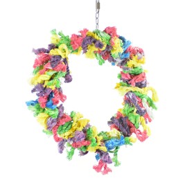 Featherland Paradise Cotton Snuggle Ring Bird Toy, Bird Perch, Large Bird Toys, for Parrots, Cockatoos, Macaws, Large Birds