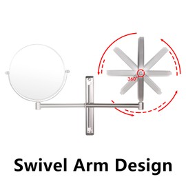 Nicesail 8 Inch Double-Side Wall Mounted Mirror Magnified 10x Makeup and Shaving Mirror Regular View and 10X Magnification, High Adjustable Nickel