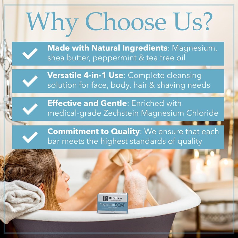 Reveka Skincare Magnesium Soap – 4-in-1 Natural Bar for Face,