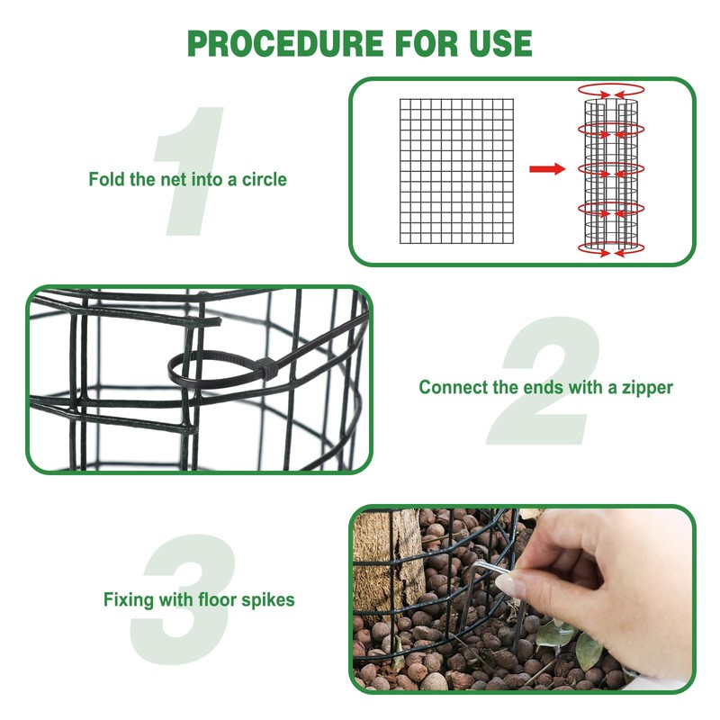 All-Metal Tree Trunk Guard, 4 Pack Mesh Protectors With Zip