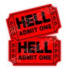 Unbranded/Generic 2pcs Ticket To Hell funny Hardhat Stickers Toolbox or