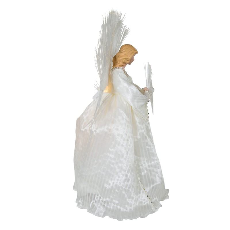 Kurt Adler 16-Inch Ivory/Clear Fiber Optic Angel Tree Topper