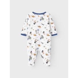 NAME IT Baby Romper with Forest Print with Buttons, bright white