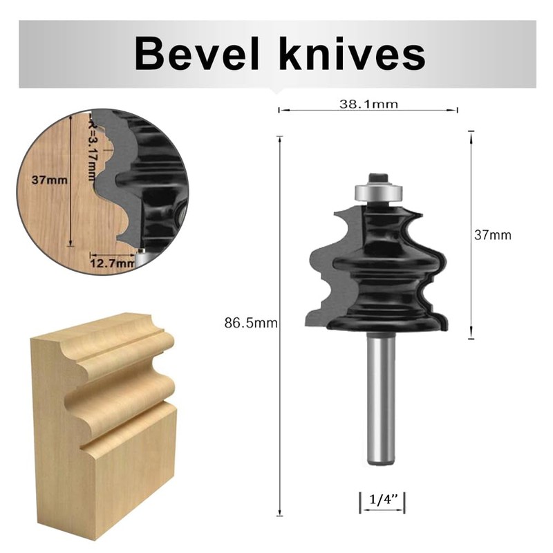 OLETBE Router Bit Tongue Groove Flooring Router Bit Set 1/4-Inch