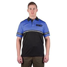 First Class Two Tone Security Bike Patrol Shirt with Reflective Stripes and Zipper Pocket (Royal Blue and Black) (XL)