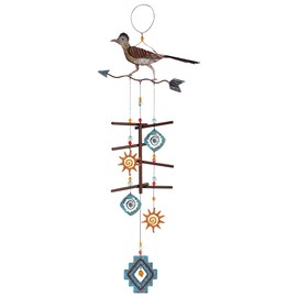 Black Forest Décor Southwest Roadrunner Windchime - Metal Wind Chime with Western Theme for Patio & Garden