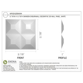 Ekena Millwork WP12X12SWWH-CASE-50 11 7/8"W x 11 7/8"H Swindon EnduraWall Decorative 3D Wall Panel Covers 48.96 Sq. Ft. (50/PK)