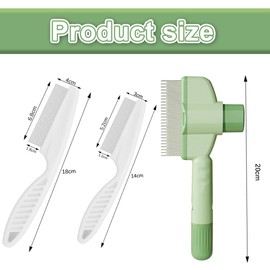 VONJUMA 3 Pcs Flohkamm Für Katzen Selbstreinigender Flohkamm Für Haustiere Selbstreinigender Katzenkamm Haarbürste Flohkamm Kamm Zur Entfernung Von Tierhaaren Flohkamm Fellpflegebürste Grün Weiss