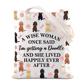 TGBJE Doodle Tote Bag Dog Mom Gift A Wise Women Getting a Doodle She Lived Happily Ever After Shopping Bag Doodle Owner Gift (C-wise doodle tote)