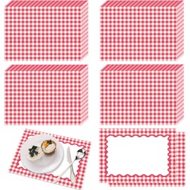 50 tovagliette usa e getta in carta a quadretti rossi a scacchi, per picnic, barbecue, tovaglietta in carta double face, per baby shower, matrimoni, compleanni, tea party, cene, decorazioni per la