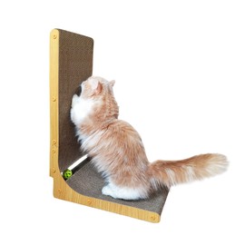 FurCompan L-Shape Cat Scratcher， 23 Inch Double-Sided High Density Corrugated Cat Scratch Pad, with Rolling Ball & Catnip, Multi-Angle Furniture Protector, Indoor cat use, Large Size.
