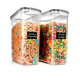 Shazo 2 Pack (2.5L / 84 Oz) EXTRA Large Airtight Food Storage Cereal Containers for Bulk Food Storage BPA-Free Plastic Container, Pantry Organization and Canister for Rice, Pasta, Sugar & Flour