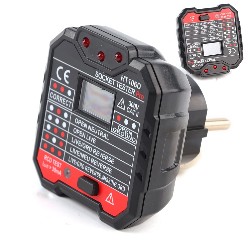 Electric Socket Tester Digital Display Fault Checker Detector Wall Plug