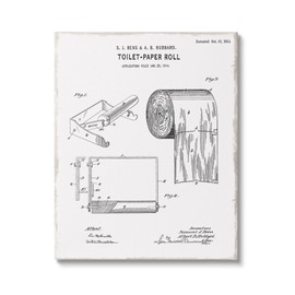 Stupell Industries Bathroom Toilet Paper Roll Vintage Blueprint Diagram, Design by Kelly Donovan