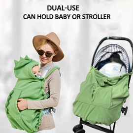 Baby Carrier Cover Stroller Cover,Newborn Hooded Stretchy Cloak,Soft Kangaroo Hoodie for Mom Baby,Suit for All Seasons (Green)