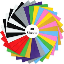 Lya Vinyl 30 Pack Heat Transfer Vinyl Sheets, 12" x 10" HTV Vinyl for Cricut, Silhouette Cameo, Premium Iron on Vinyl for DIY Fabric, Cloth