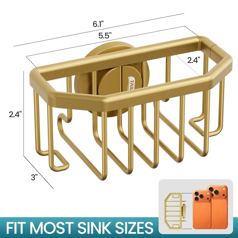 Gold Sink Sponge Holder for Kitchen Organization – Suction Cup