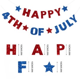 Happy 4th of July Banner, Independence Day Banner, American Themed Hanging Decoration, Independence USA 4th of July Banner Party Decoration Supplies