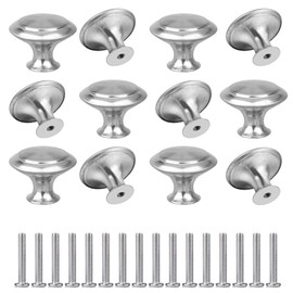 YSDMY 12 Pcs Silver Round Cabinet Door Knobs,30mm Cupboard Handle,Drawer Knobs with Screws,Drawer Pull Handle, Cupboard Drawer Wardrobe Handles Kitchen Door Handles Steel Furniture knobs for Drawers