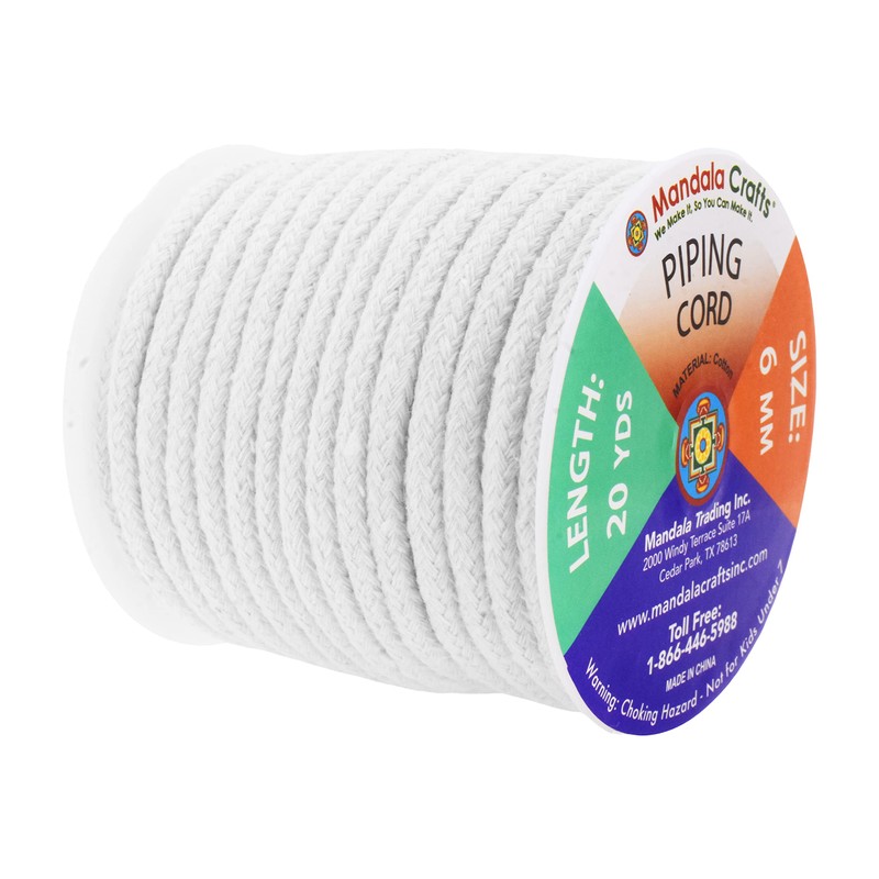 Mandala Crafts 6mm 20 Yards White Soft Drawstring Replacement Rope