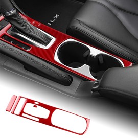 AIRSPEED for Acura ILX 2013-2022 Center Console Gear Shift Cup Holder Frame Panel Cover Carbon Fiber Interior Trim Accessories, Red