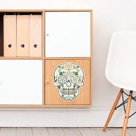 Large 210mm 'Yorkshire Rose Sugar Skull' Permanent Sticker Decal for Cars/Windows/Bins/Walls etc (DW00091258)