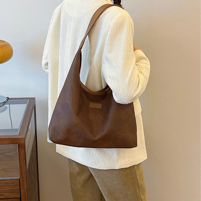 Shoulder Bag for Women Soft PU Leather Minimalistic Top Handle