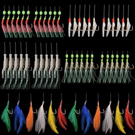 Fishing Sabiki Rigs Lure Bait Rigs Kit Fishing Ski Luminous Shrimps Lure Glow Fishing Beads High Carbon Steel Fishing Hooks