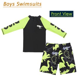 NIUAOAO Boys Swimsuits Kids 3PCS Rash Guard Sets with Hat UPF50+ Long Sleeve Swimwear Sets 10-12 Years for Boys 6XL 160