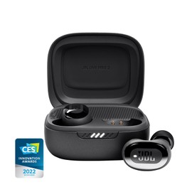 JBL Live Free 2 - True Wireless Noise Cancelling Earbuds, Up to 35hrs of Playtime, 6 mics for Perfect Calls with Zero Noise, IPX5 Waterproof, Oval Tubes for Better Comfort, Isolation, & bass (Black)