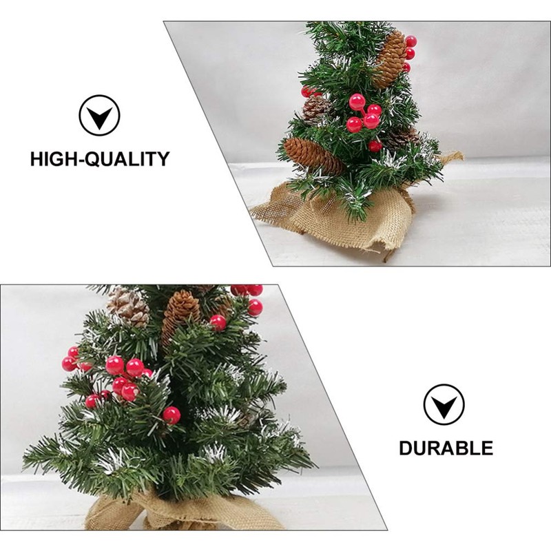Tomaibaby 1Pc Pine Tree with Wood Base Mini Christmas Tree