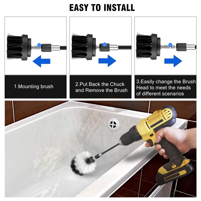 ETOUPA 8 Pcs Drill Brush Attachment Set, Power Cleaning Scrub
