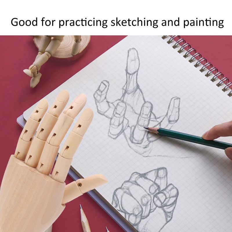 Wooden Hand Rotation Joint Professional Hand Model Various Shapes Wooden