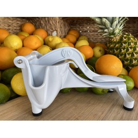 Manual Juicer - The Original Press from Vintage Kitchen. Durable, Easy-to-Clean, Professional Citrus Juicer. Premium White Powder Coating - Dishwasher Safe. Press Lemons, Oranges, Limes and More