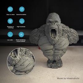 Cretbee Upgraded 3D Printer HD 8K Water Washable Resin, 405nm Fast Curing High Precision &Low Shrinkage Photopolymer Resin for LCD/DLP 3D Printing (Cyan-Gray, 1000g)