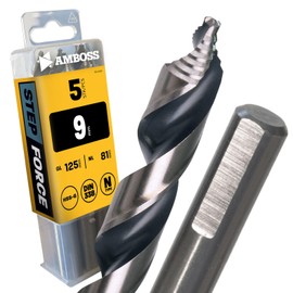 5x Spiral Drill Bit Step Force Diameter 9.0 mm - HSS-G DIN 338 for Steel, Mild Steel, Aluminium, Non-ferrous Metals AMBOSS WERKZEUGE® Drill Sheet Metal Profile - Hexagonal for Drill, Cordless Drill,