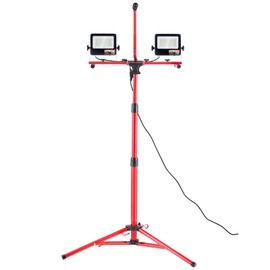 VEVOR LED Work Light with Stand, 5000 Lumen Dual-Head LED Work Light with 27.6"-68.1" Adjustable and Foldable Tripod Stand, IP65 Waterproofed LED Tripod Work Light, with 5000 Kelvin Color Temperature