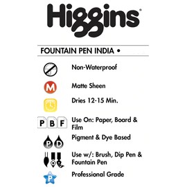 Higgins Black India Fountain Pen Ink, 2.5 Oz Bottle (46030)