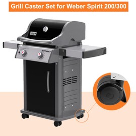 BBQ Future 69827 Fixed Caster Set for Weber Spirit 200/300 Series Grills (Model Years 2013-Current), Fixed Caster Wheel with Plate and Screws for Weber Grill Replacement Parts, 2 Pack, Black